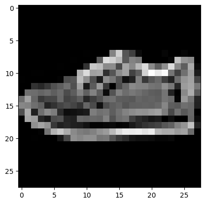 28x28 Fashion-MNIST image — predicted Bag, actual Sneaker