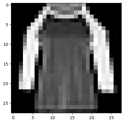 28x28 Fashion-MNIST image — predicted Pullover, actual T-shirt/top