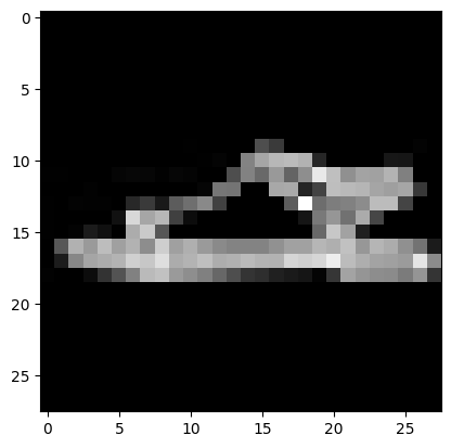 28x28 Fashion-MNIST image — predicted Sandal, actual Sandal